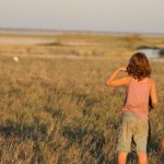 Looking at the flamingos - Nata Bird Sanctuary