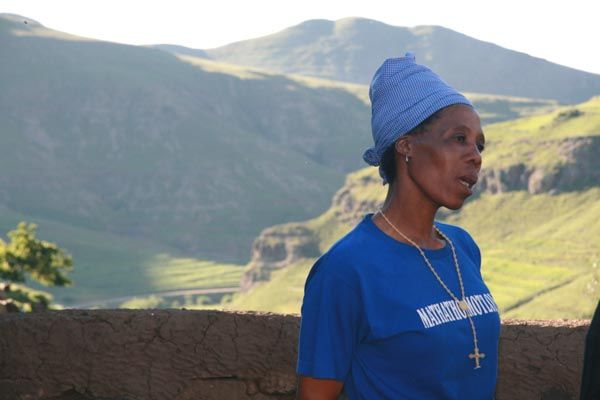 Lesotho mountain scenery, Basotho lady