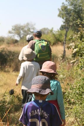 Walking with a guide in the Okavango Delta, Botswana