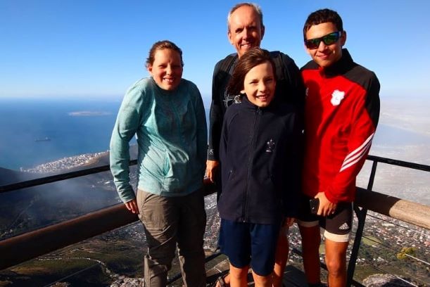 Family on top of Table Mountain, South Africa family trip
