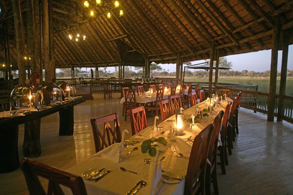 Pom Pom Camp, dining overlooking the Delta, Botswana and Zimbabwe