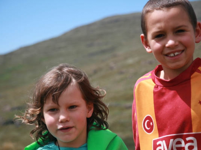 Rhian and Kai in Lesotho