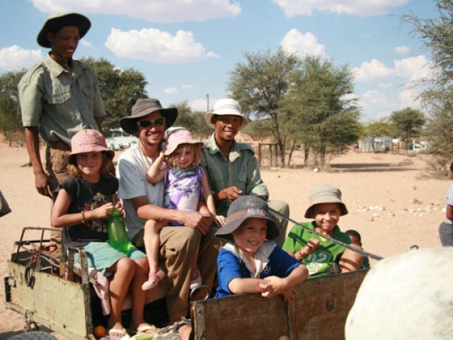 Going on a donkey rise with Dirk and Corne from the #Khomani San Bushman&#039;s Council, Kalahari, South Africa