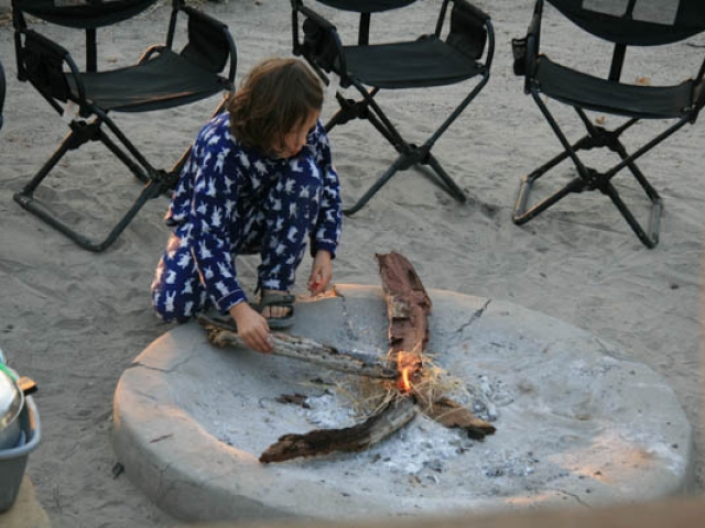 Thanks Rhian - starting our morning fire, Planet Baobab, Botswana