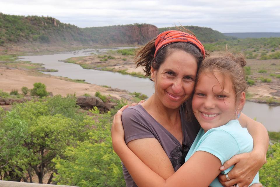 Sandie and Rhian with the Olifants River behind them in Kruger - Family self drive South Africa