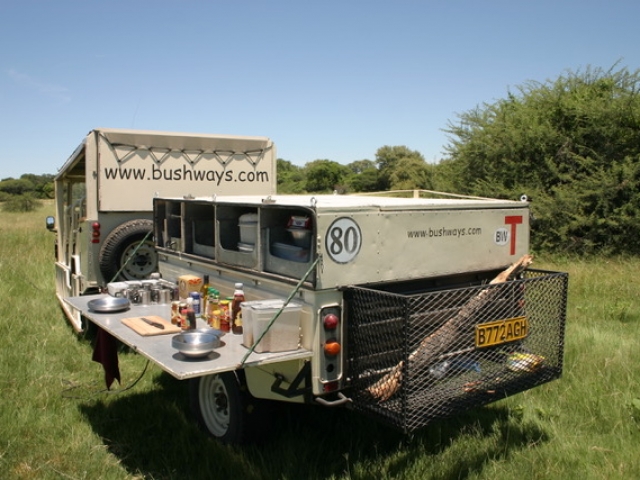 Essential Botswana, safari vehicle and fully equipped trailer