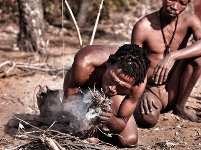 San bushman fire making.