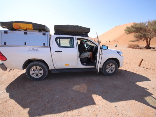 Fully equipped camping 4x4 vehicle - game viewing, Sossusvlei, Namibia.