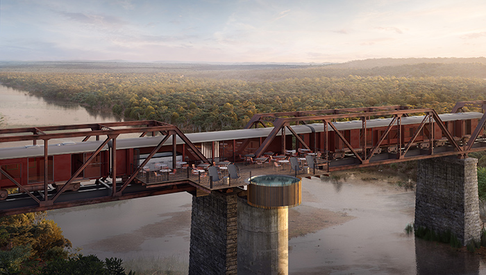 Luxury Kruger Shalati train on a bridge