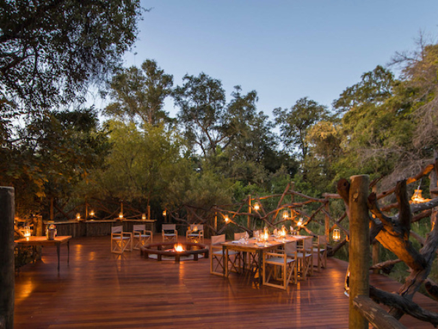 Camp Moremi lantern lit boma, Moremi, Botswana