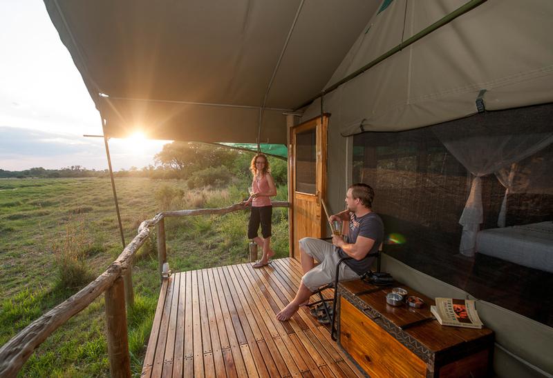 Sango Safari Camp, tent deck and view, Khwai, Moremi, Botswana