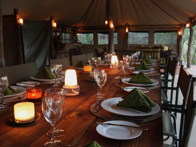Sango Safari Camp, dining room table, Khwai, Moremi, Botswana