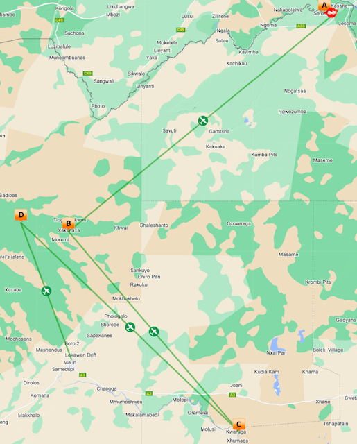 Botswana Honeymoon Heaven map