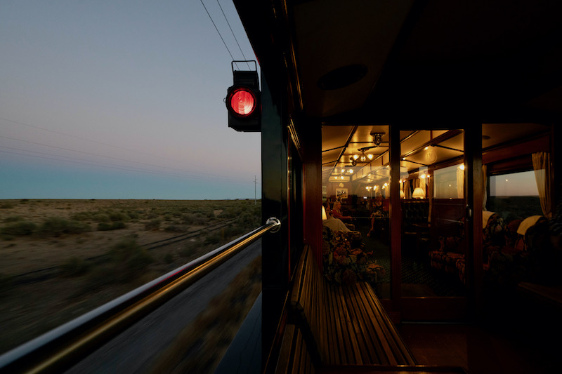 Rovos Rail carriage at dusk