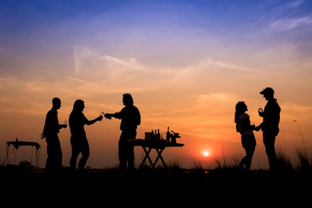 Sunset on the lagoon, Botswana glamping safari