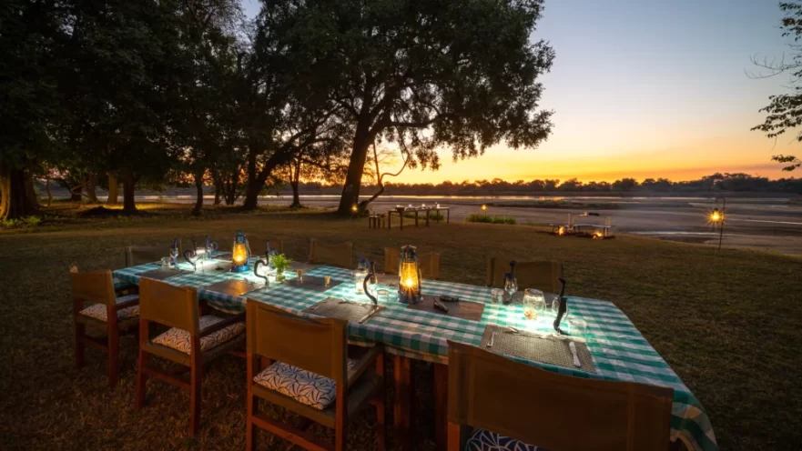 Luangwa River Camp Outdoor Dining, South Luangwa Zambia Luangwa River Camp Outdoor Dining, South Luangwa Zambia