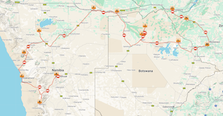 Namibia, Botswana & Zimbabwe Dunes to Falls Map