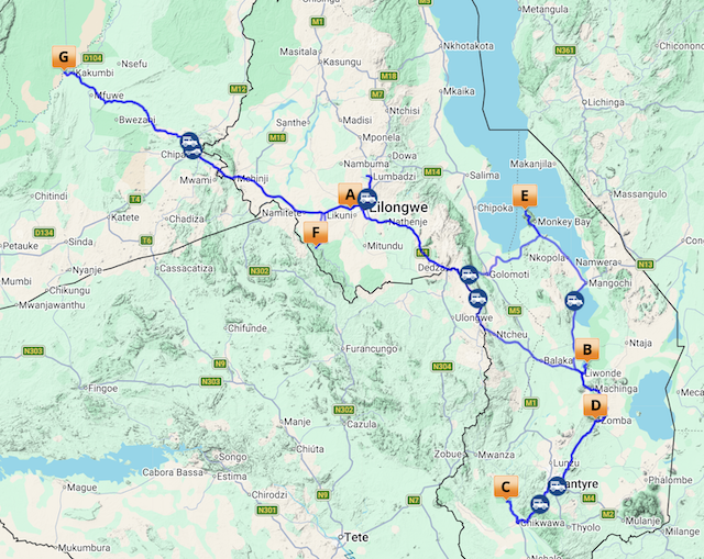 Self drive Classic Zambia map