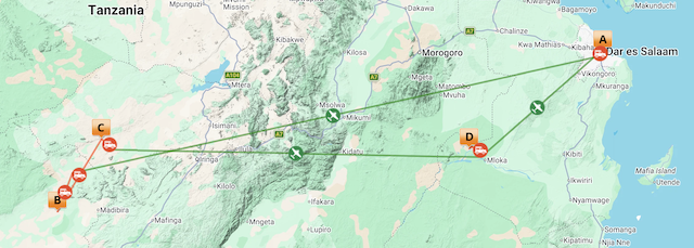 Southern Tanzania Off the Beaten Track Map