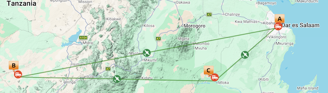Tanzania Northern Circuit - Fly-In Map