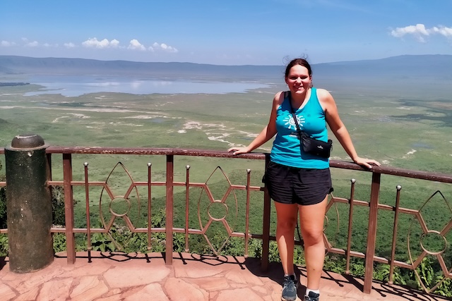 Rhian at the Ngorongoro Crater, Tanzania